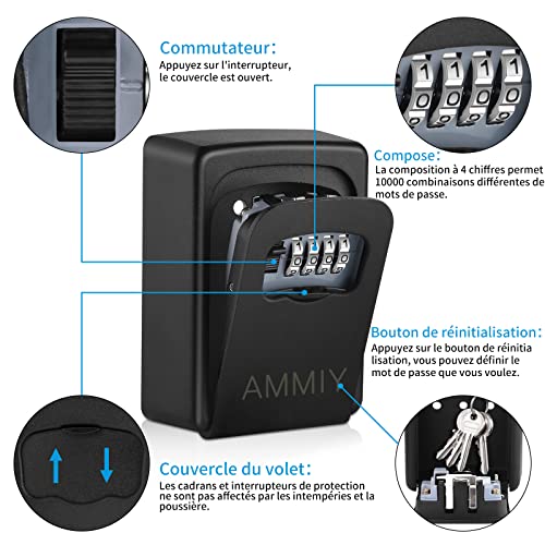 Key Lock Box For Outside - Sturdy And Durable Lock Box For House Key,5 Key Capacity Lockbox For Keys Outdoor,Waterproof Emergency Spare Key Lockbox With Resettable Code For Home,Garage,Airbnb #TOP3