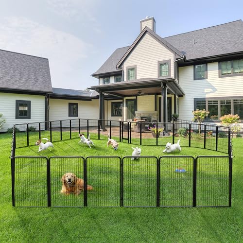 Yaheetech Welpenlaufstall 16-teilig 100cm hoch, Welpenauslauf mit Einteilige Verriegelung, Hundelaufstall mit Tragetasche & Befestigungsgurte, ideal für Hunde Wohnung & Garten, Einfache Montage