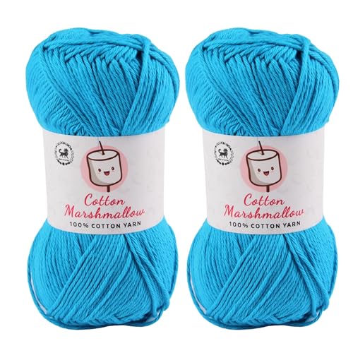 Image of NESTNHAVEN Cotton Marshmallow 100% Cotton Yarn - (50 g, 130 m) - Luxury Yarn for Crochet, Amigurumi, Embroidery, Toys, Garments, Flowers and Hobby Projects (Blue) |