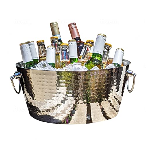 BREKX Double-Walled Insulated Steel Ice Bucket with 4 Champagne Flutes Combo Set - Champagne Ice Bucket for Parties, Wedding Gifts for the Couple, Mimosa Bar Supplies