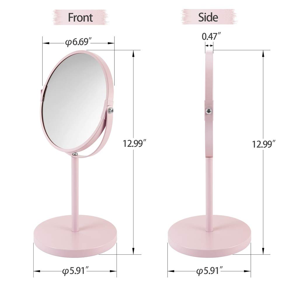 Doppelseitige Vergrößerungskunstspiegel große 6,7-Zoll-Eitelkeit drehende kosmetische Dressing-Tabletop-Spiegel-Ständer-Lupe-Spiegel (Color : 1x5x Chromium)