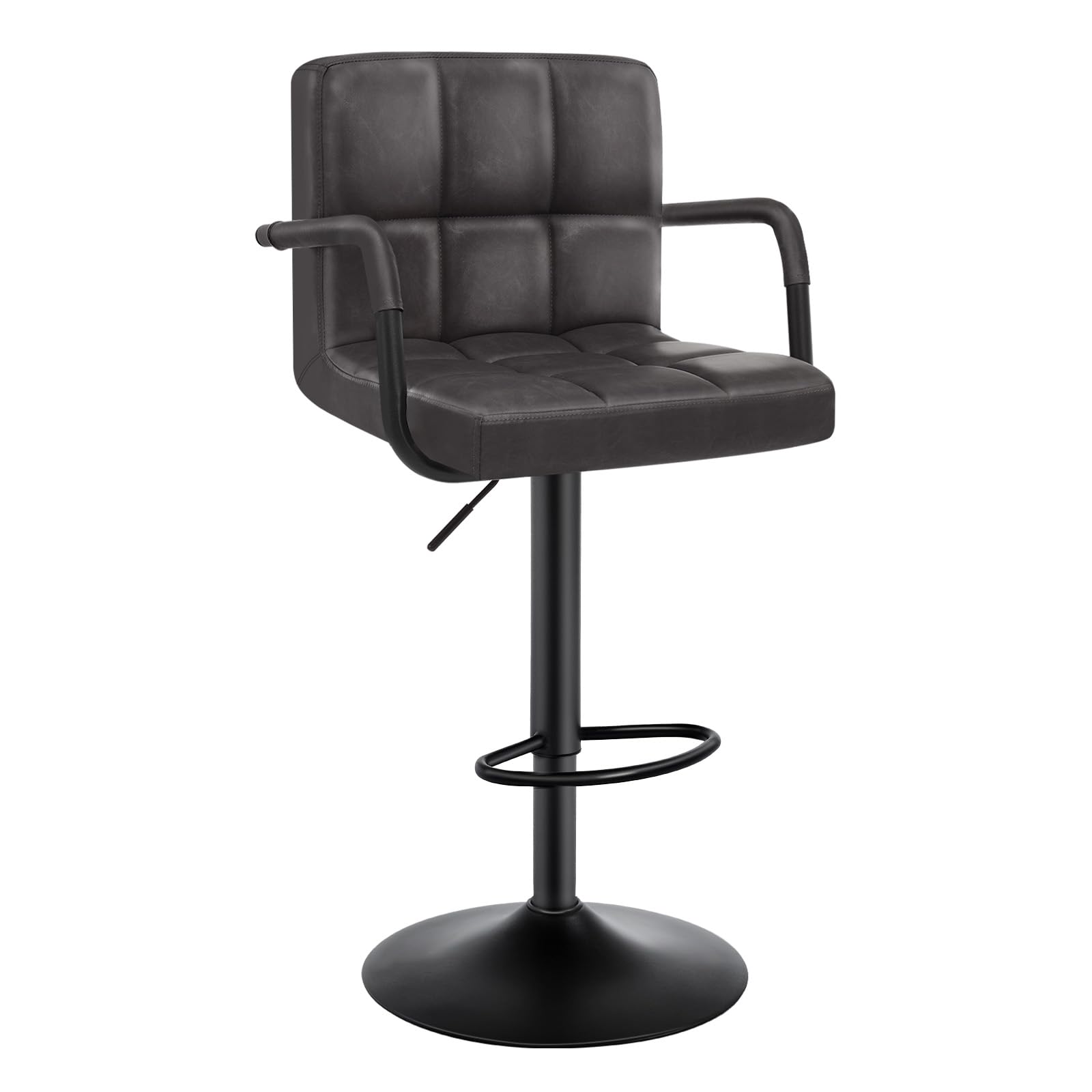 WOLTU Sgabelli da bar Antracite - Seduta in similpelle, Altezza Regolabile, Girevoli, Gambe in Metallo