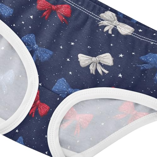 Wusikd White Red Blue Bows Girls' Underwear Cotton Girls Briefs Soft Toddler Underwear 2T4