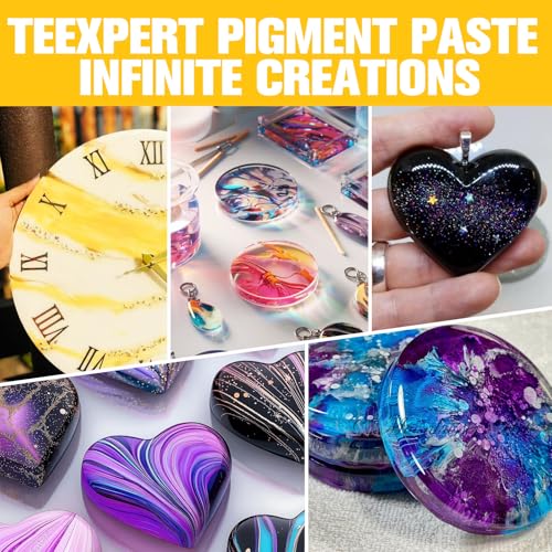 Image of Teexpert Pigment Paste for Epoxy Resin: 3.38oz /100ml Total Ultra Highly Concentrated & Easy to Mix Black & White Colors Opaque Liquid Epoxica Dye Set for Resin Art River Table