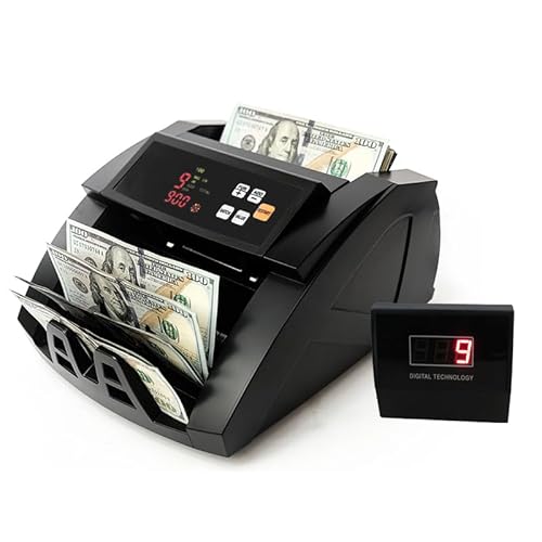 H-A16 Bill Counter Money Counter Machine – Batch Mode, Banknote Counter with LCD Display, UV/MG/IR Detection, Value Count/Add+Single Value Mode, 1100 Pcs/Mins, USD Only