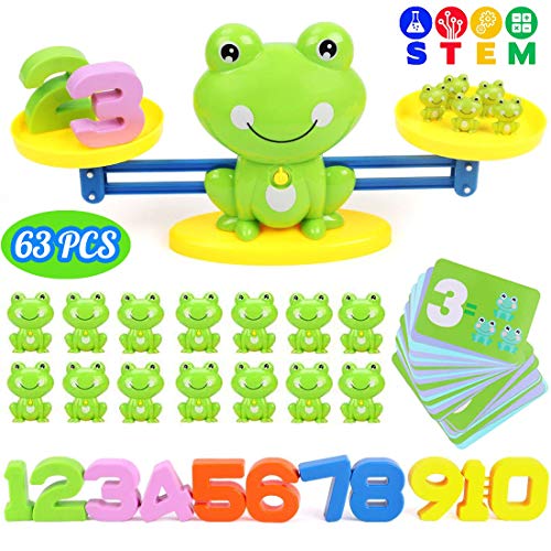 YITOOK Balance Math Game,Frog Balance Counting Toys for Boys & Girls Educational Number Toy Fun Children's Gift STEM Learning Age 3+ (Green)
