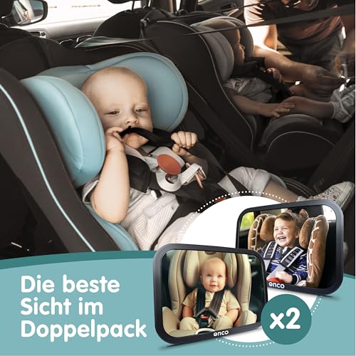 Onco 360° Baby Autospiegel (2er-Pack) - 100% Bruchsicher & Rutschfest, 2024 & 2023 Preisgekrönt, Spiegel Auto Baby Rückbank, Doppelpack (17,5 x 24,5 cm)
