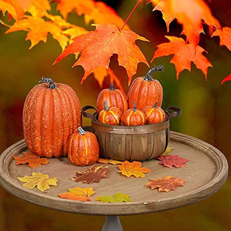 DearHouse 7Pcs Thanksgiving Artificial Pumpkin Home Decoration Sets, Artificial Vegetables Pumpkin for Fall Halloween Home Decor