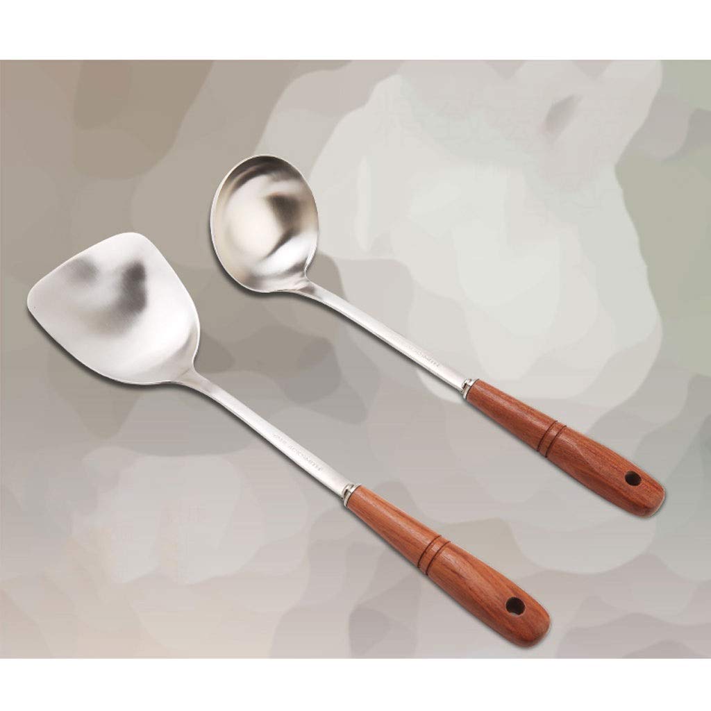 Espátula Juego de Utensilios de 2 Piezas, espátula de Acero Inoxidable, Cuchara, Utensilios de Cocina engrosados, Utensilios de Cocina de Dos Piezas, espátula de Cocina