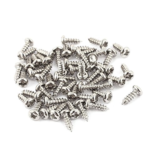 uxcell 50 Pzs Tornillos Autorroscantes M2 x 6mm Acero Inoxidable miniatura 1