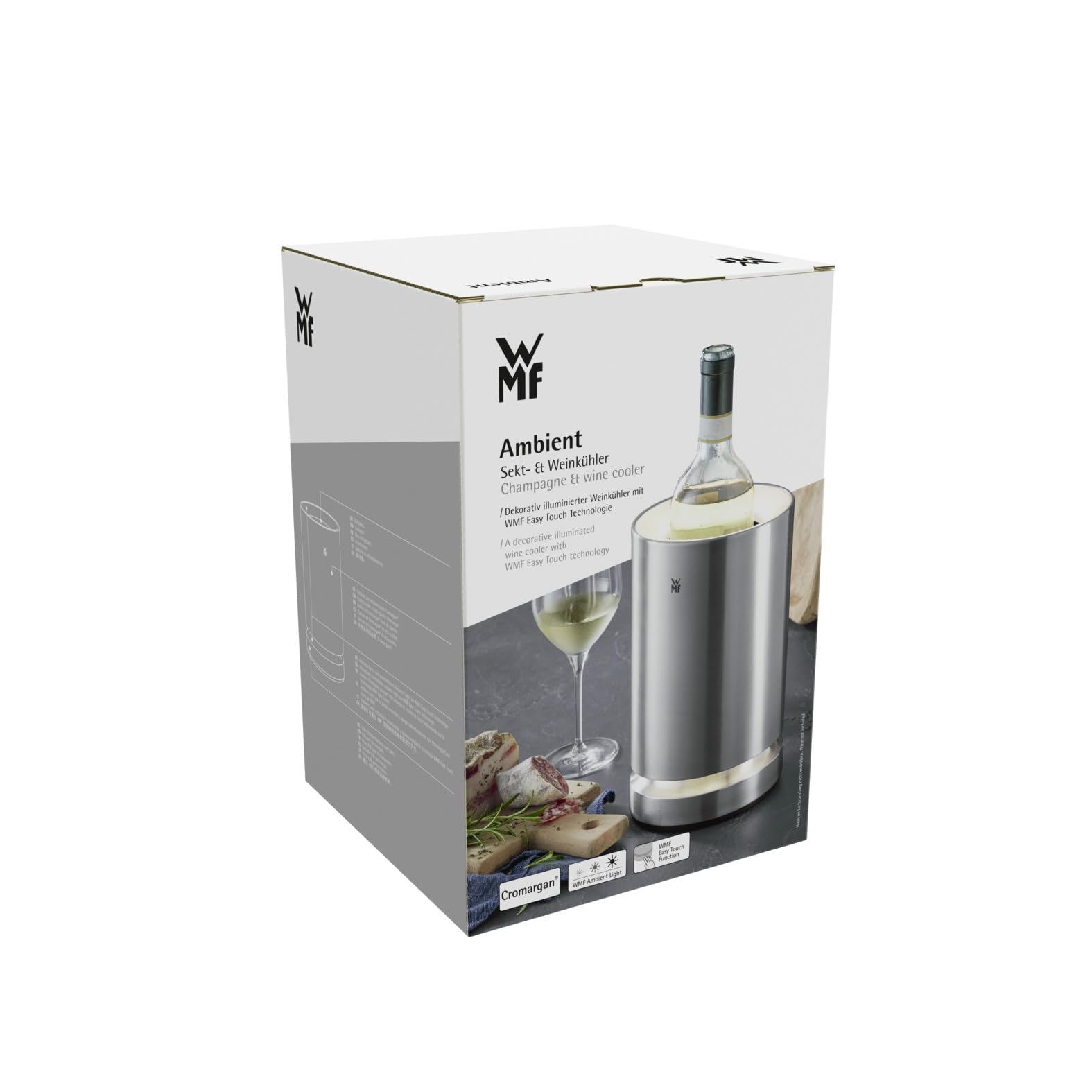 WMF Refrigeratore elettrico a temperatura ambiente, refrigeratore elettrico per champagne o vino, collare di raffreddamento, illuminazione a LED