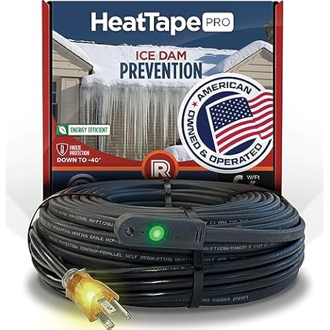 RADIANT SOLUTIONS HeatTapePro - Intelligent Commercial Grade Self-Regulating Heat Cable with GlowCap™ - 10 YR warranty - Ice Dam & Pipe Freeze Protection - 112 ft cable + 10 Ft Cord, 120V, 6 watts/Ft Cover