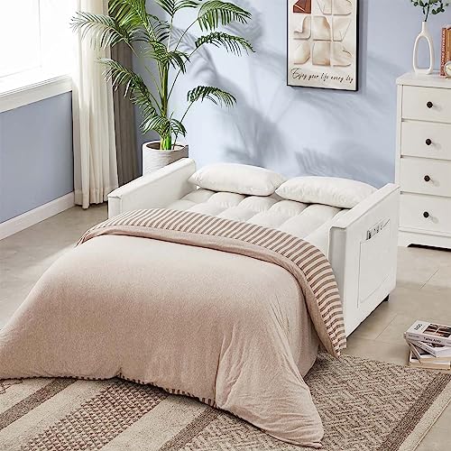 image for Antetek 3-in-1 Convertible Velvet Sofa Bed Loveseat with Reclining Bac