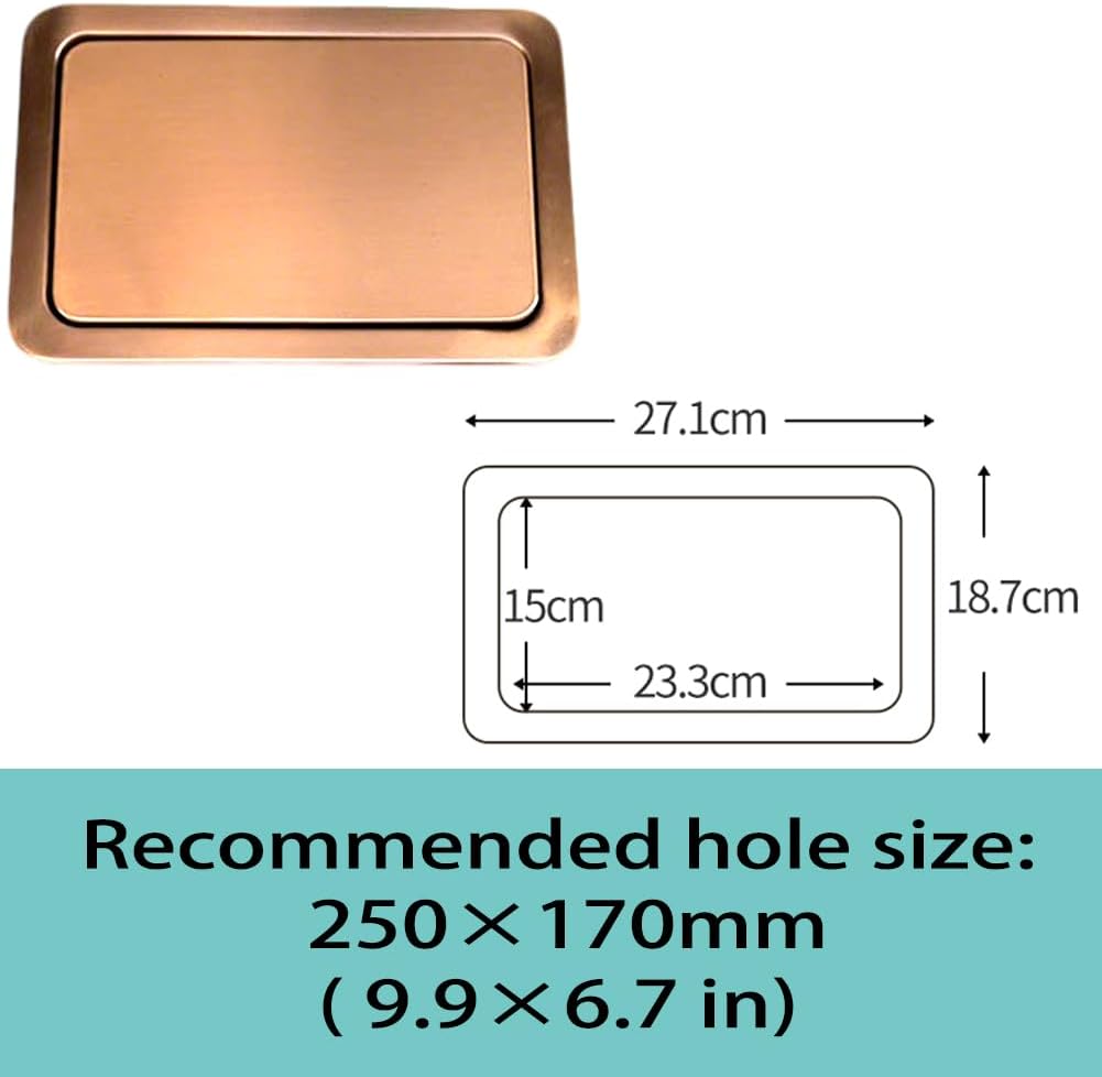 Recessed Countertop Flap Lid，Built-in Countertop Trash Bin Lid for Restaurant Home Hotel Kitchen，10.7×7.4 Inches (Rose gold)