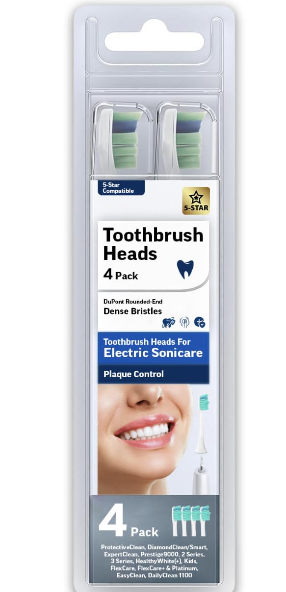 5-Star Compatible Replacement with C3 Sonicare Replacement Heads. Electric Toothbrush Heads Compatible with Sonicare Electric Toothbrush. 4 Pack, White