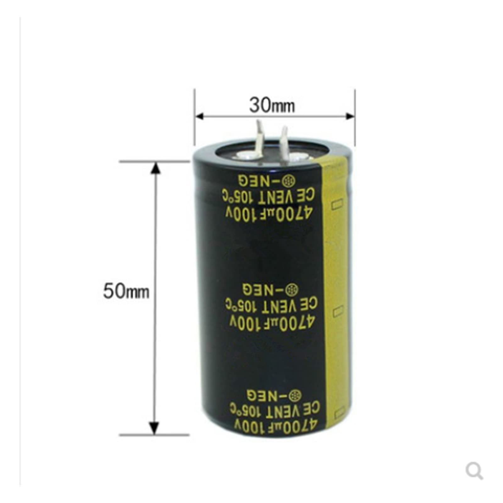 Condensador electrolítico de Audio 2-5 uds 100V4700UF 100V 4700UF 30 * 50MM for Amplificador de Audio HiFi Altavoz de Baja de Alta frecuencia(One Size)
