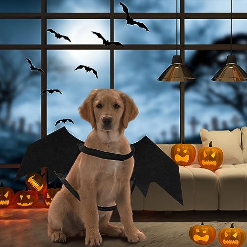 LIBRNTY Haustier Fledermausflügel,Halloween Haustier Kostüm,Katze Hund Fledermaus Kostüm,CHundekostüme,Dekoration,Schwarze Bekleidung für große Katzen Hunde(Neues Upgrade im Jahr 2023 schwarz,groß)
