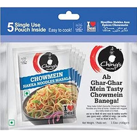 Ching's Secret Chowmein Hakka Noodles Masala 20g Pouch Net Weight- 100g Cover