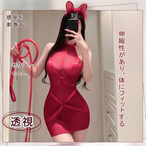 [Sekuee] セクシー ランジェリー 美尻 尻丸出し ワンピース シースルー エッチ シースルー 透け透け 背中あき ベビードール 肩出し エロい 誘惑 過激 変態 網衣 レディース Tバック - 画像2