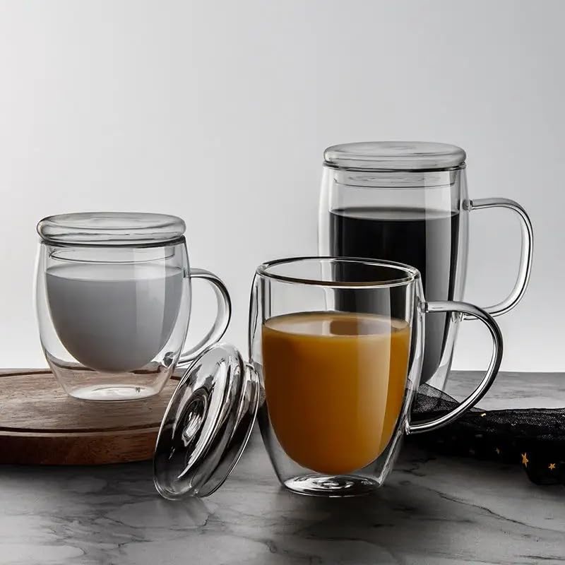 Amazon.com | 3 Pack Clear and Durable Wall Glass Coffee Mug Lids |  Insulated Heat Proof Glass Tea Cup Lid | Fits Most Standard Cups| Perfect  for Cappuccino Tea Latte Hot Beverage
