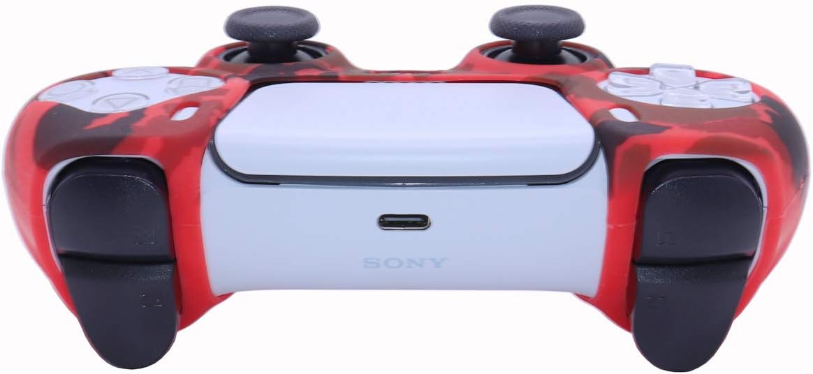 Sofunii 2 Pack Silicone Controller Skins Camo Anti-Slip Cover Case Protector Sleeve for PlayStation 5 /PS5 Controller with 8 x Thumb Grip Caps(Blue,Red) - Image 5