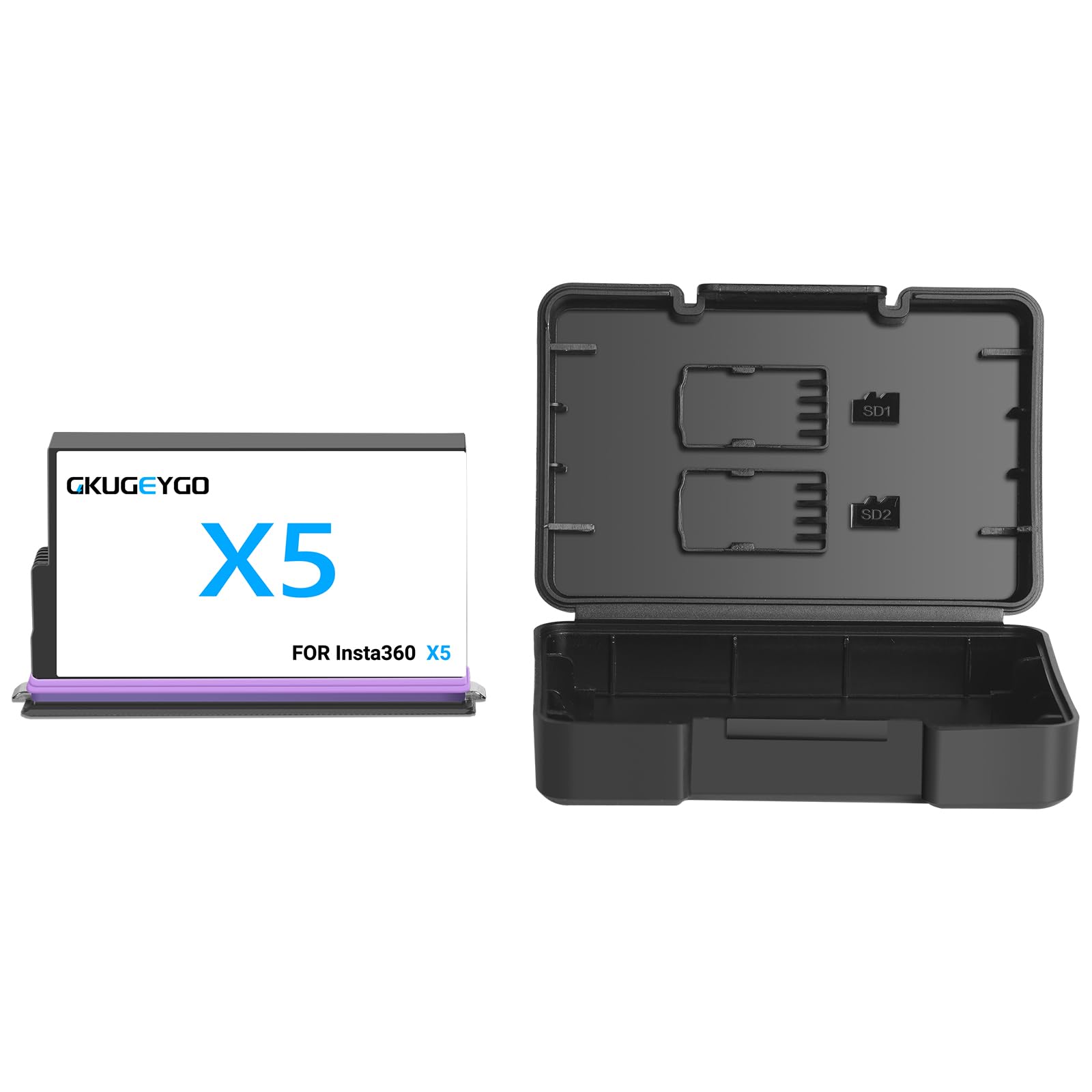 Lot De 2 Batteries 2800 MAh Pour Insta360 X5 - Batterie Remplacement, Autonomie Longue, Avec étui De Transport