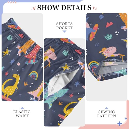 ZZXXB Dinosaur and Skateboard Boys Long Pants Soft Trousers Elastic Waist Kids Lounge Bottoms with Pockets S-XL4