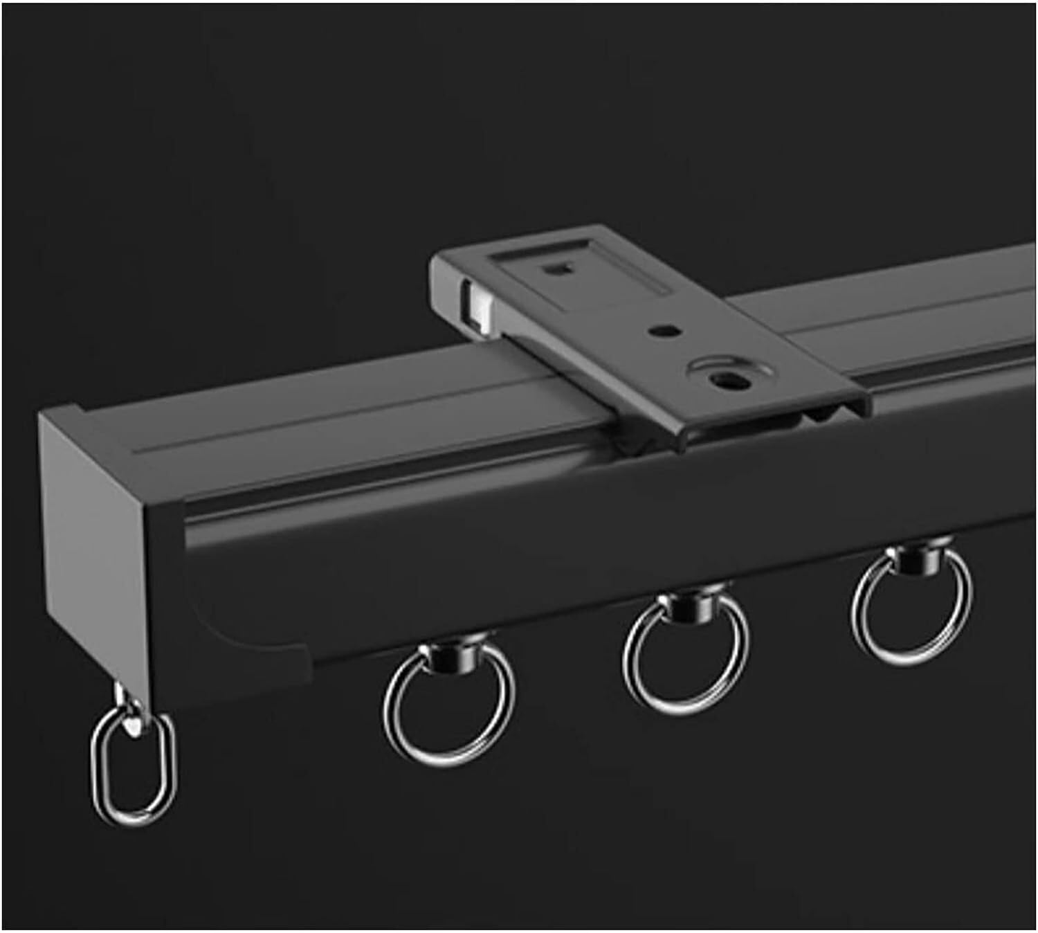 Set di aste in alluminio regolabili 112 cm con pulegge silenziose per montaggio a soffitto/parete Design dritto per installazione liscia Sk Nero h