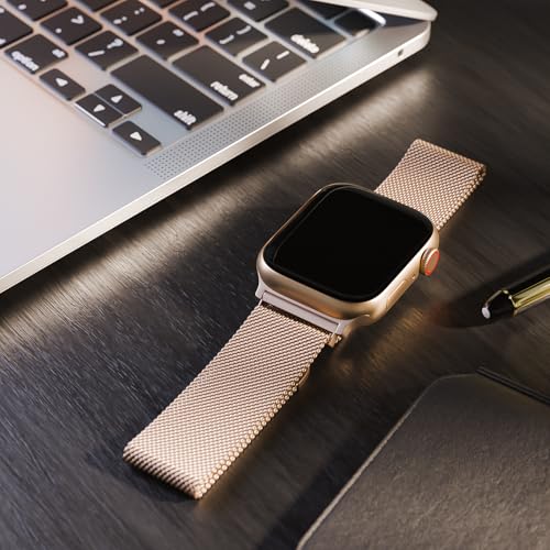 Image of Magnetic Mesh Metal Compatible with Apple Watch Band 49mm 46mm 45mm 44mm 42mm 41mm 40mm 38mm Men and Women, Stainless Steel Loop Clasp Replacement for iWatch Bands Ultra Series 10 9 8 7 SE 6 5 4 3 2 1