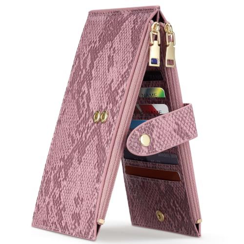 Image of Travelambo Womens Leather Bifold Wallet, Slim RFID Blocking Card Holder