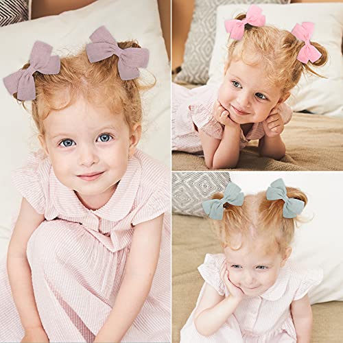 Choicbaby 24Pcs 3.5 Inches Baby Girls Hair Bows Clips Cotton And Linen Bows Hair Barrettes Accessories For Little Girls Toddlers Teens Kids In Pairs thumb #3