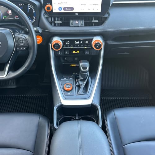 Image of for Toyota RAV4 /RAV4 Hybrid 2023 2024 2025 air Conditioning knob Cover, Start Button Cover Decorative Ring, Volume, Aluminum Alloy Decoration (RAV4 Hybrid, Orange)