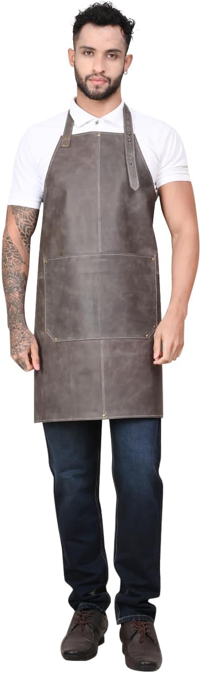 RABADA Leather Apron with Tool Pocket, Heavy Duty Apron, Woodworkers Apron, Mechanics Apron, Blacksmiths Apron, Carpenter Apron, Heat and flame resistance aprons, Adjustable M to 4XL Apron.