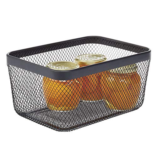 mDesign Caja Multiusos de Metal de 30,5 cm x 22,9 cm x 15,2 cm – Organizador de Cocina, despensa, baño y más – Cesta de almacenaje de Alambre, compacta y Universal – Negro