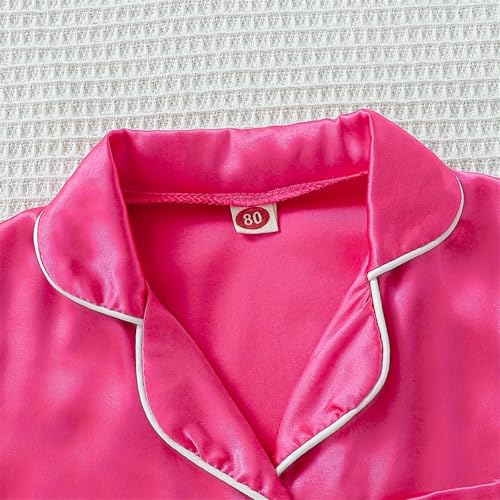 Toddler Silky Satin 𝐏ajamas Sets 2pc Plain Button Down Short 𝐏𝐉 Outfits 2025 Summer Lounge Sl𝐞epwear for Baby Boys3