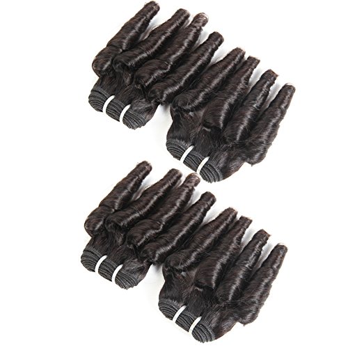 Yami 8A Brazilian Virgin Funmi Hair Human Hair Bundles Short Curly Hair Extensions 4 Pieces Spiral Curl Hair Bundles Brazilian Unprocessed Human Hair Extensions 50G/Pc Full Head Natural Black 200G #TOP1