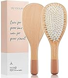 Wooden Hair Brush, Paddle Brush for Women with Soft Bristles - Sustainable Beech Detangling Hairbrush for All Hair Types by Lily England (Rose Gold)