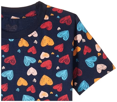 Image of T2F Girls Cotton Printed Oversized Fit Crop Top and Pant Pajama Set