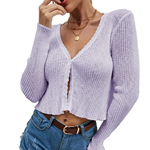 Cárdigan Suéter Abrigo, Cárdigan de punto corto simple y cómodo Poliéster Fácil de combinar De moda con botón para Otoño Invierno (SG)