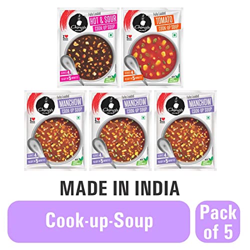Image of Chings Manchow x 3 + Hot & Sour x 1 + Tomato x 1 cookup soup PACK OF 5