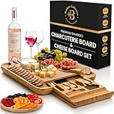 Charcuterie Boards Gift Set - Bambusi Bamboo Cheese Board Set with Serving Knives, Meat and Cheese Platter for Hosting Parties, Gifts for Women, Mom, Wife, Wedding, Housewarming, Birthday, Mothers Day