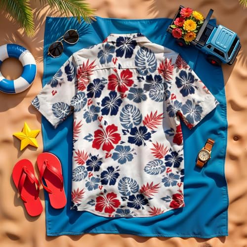 Image of Tommy Bahama Boys Classic Woven Button-Down Short-Sleeve Hawaiian Shirt with Pocket for Kids