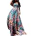 Produktbild Abendkleid, lang, Bedruckt, Blumenmotiv, sexy Kleid, rückenfrei, Haarband, Damen, Sommer, lang, Bohemon Gr. XL, blau