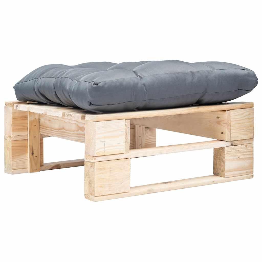 Taboret paletowy Outdoor z poduszką, szary