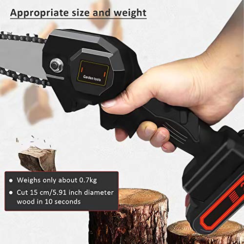 Mini Chainsaw, 4 Inch Cordless Electric Chainsaw Battery Chain Saw, One-Hand Handheld Chainsaw with Brushless Motor, Portable 24V Tree Saw for Courtyard Tree Branch Wood Cutting