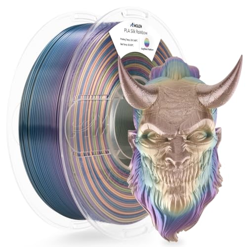 Image of AMOLEN Silk PLA 3D Printer Filament, Shiny Multicolor Kingfisher Rainbow PLA Filament 1.75mm, Gradient Color Change PLA 3D Printing Filament for Most FDM 3D Printer, Blue Purple Yellow, 1kg (2.2lbs)