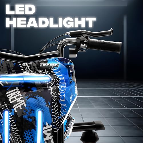 Image of Uboard 3-Wheel Drifter with LED Lights and Bluetooth for Kids Ages 6+Years,15 km /h Top Speed, 3-Hour Charge, 75 kg Weight Capacity (Camo Blue)