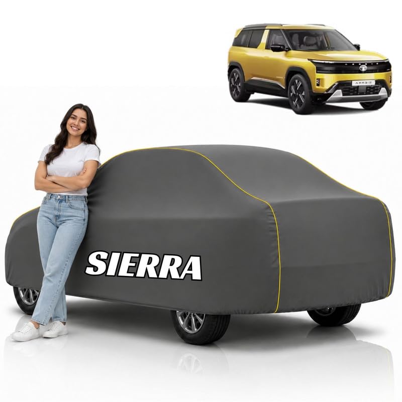 Image of Mind-Blowing 2026 100% Waterproof Sierra Car Cover | Polyester Car Body Cover for Rain & Sun | UV Protection, Dustproof, Scratch Resistant, Windproof, Heat Resistant, Custom Fit (Grey)