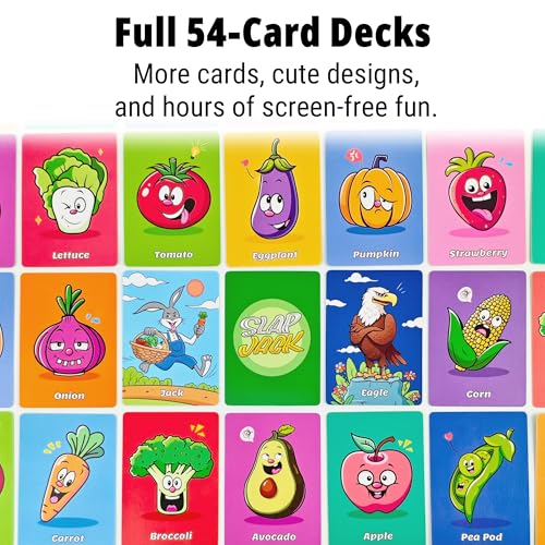 Image of Upgraded Kids Card Games Pack, 6 Decks, Go Fish, Old Maid, Crazy Eights, Memory Match, Slap Jack, War, Playing Cards, Easter Basket Stuffers, Stocking Stuffers | Go Fish, Old Maid, Crazy Eights, Memory Match, Slap Jack, War. For family nights, travel, stocking stuffers, 4+