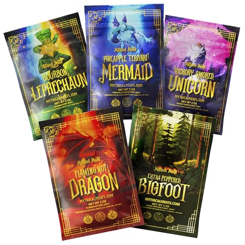 Mythical Meats Exotic Beef Jerky Sampler, 5 Flavors, 2 oz